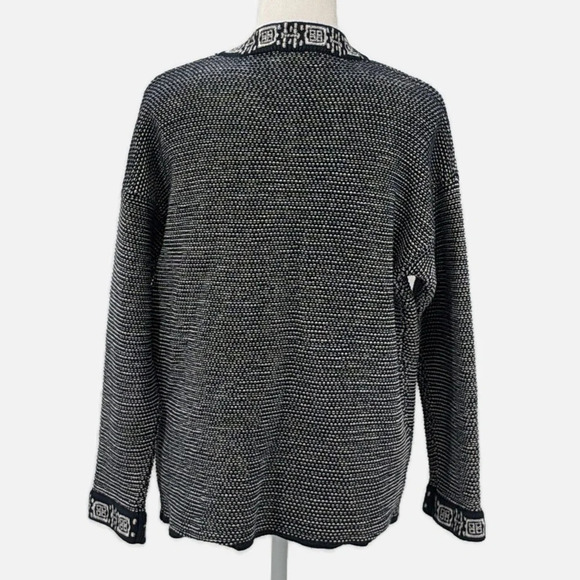 WoolOvers Organic Cotton Open Front Cardigan in Navy & Cream - Size Medium - Picture 3 of 7